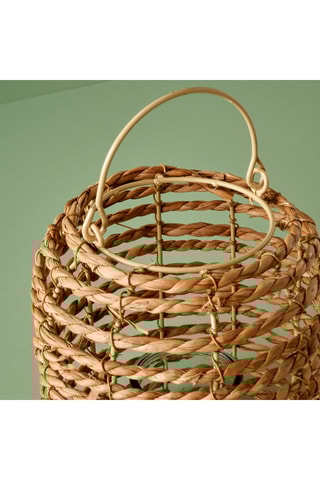 Porta-velas em vime - Castanho -­ 19 x 23 cm