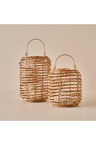 Porta-velas em vime - Bege - 22 x 31 cm