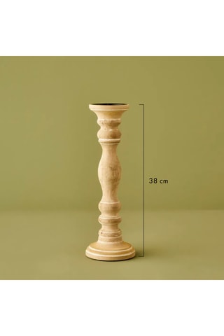 Portacandela in mango - Neutro - 12 x 12 x 38 cm