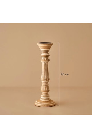 Portacandela in mango - Beige - 13,5 x 13,5 x 40 cm