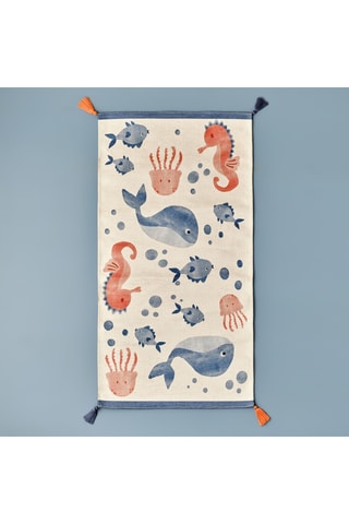 Tapis - Beige et bleu - 80 x 150 cm