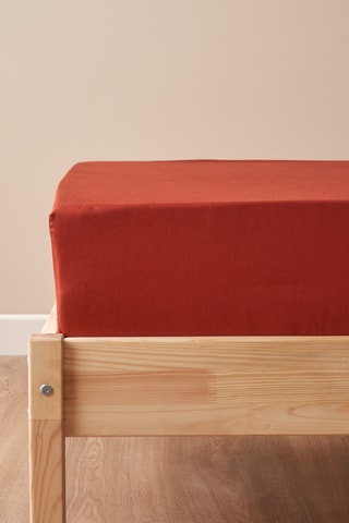 Lenzuolo sotto in cotone - 57 fili/cm² - Rosso mattone