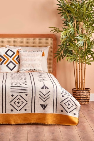 Copriletto in cotone - 57 fili/cm² - Antracite e senape