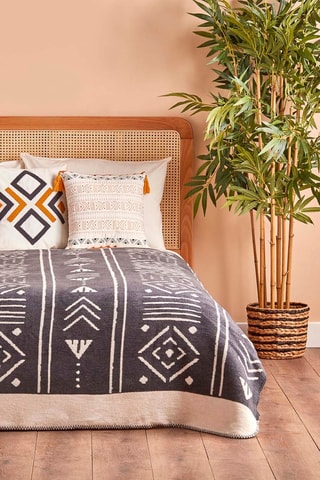 Copriletto in cotone - 57 fili/cm² - Antracite e senape