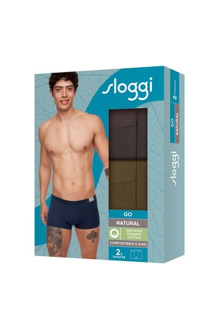 2 boxers Go Natural - Kaki et marron
