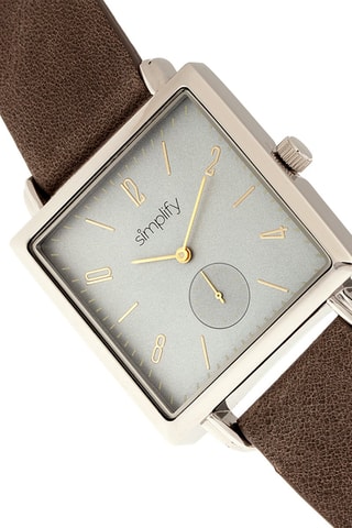 Leren Quartz Horloge The 5000 Bruin en Zilverkleurig