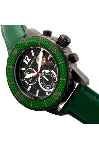 Leren Quartz Horloge M51 series Groen en Donkergrijs