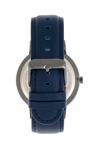 Leren Quartz Horloge The 6500 Marineblauw en Antraciet