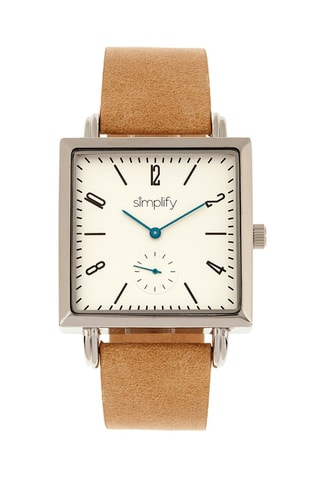 Leren Quartz Horloge The 5000 Beige en Zilverkleurig