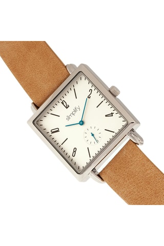 Leren Quartz Horloge The 5000 Beige en Zilverkleurig