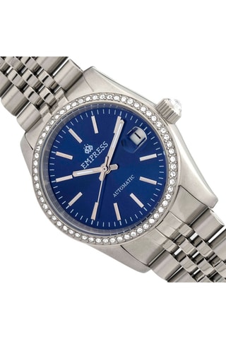 Automatisch Stalen Horloge met Robijn - Zilverkleurig en Koningsblauw