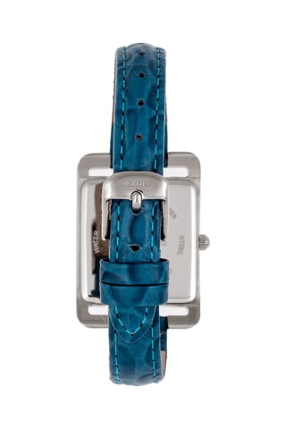 Leren Quartz Horloge- Blauw en Zilverkleurig - Bertha