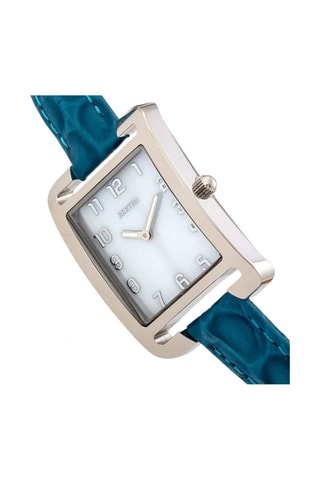 Leren Quartz Horloge- Blauw en Zilverkleurig - Bertha