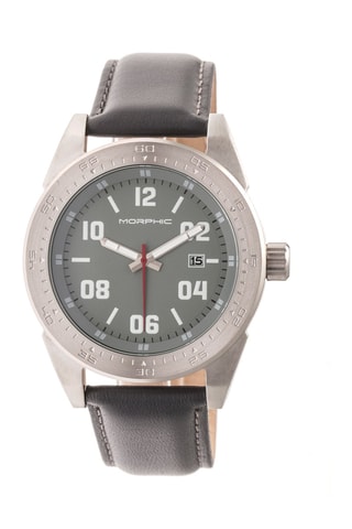 Leren Quartz Horloge M63 - Grijs