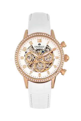 Automatisch Horloge van leer Beatrice Wit en Roségoudkleurig