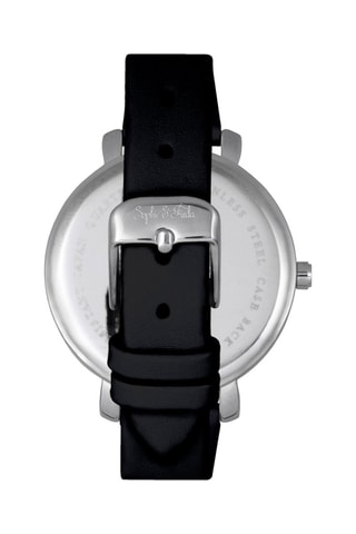 Leren Quartz Horloge met Swarovski Kristallen Key West Zwart en Zilverkleurig