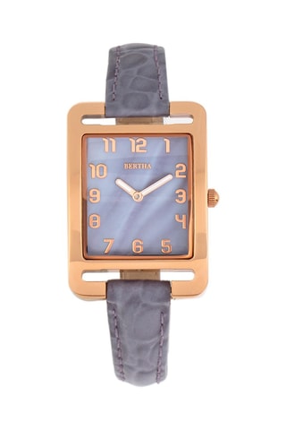 Leren Quartz Horloge- Paars en Roségoudkleurig - Bertha
