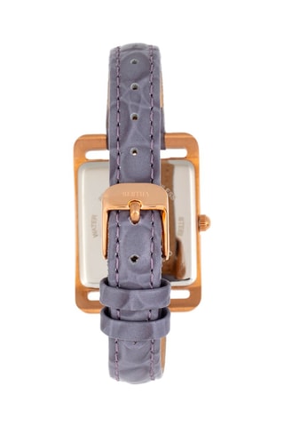 Leren Quartz Horloge- Paars en Roségoudkleurig - Bertha