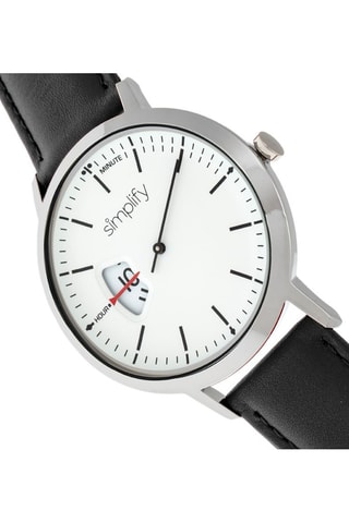 Leren Quartz Horloge The 6500 Zwart en Zilverkleurig