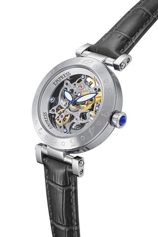 Leren Quartz Horloge Théodora - Zilverkleurig en Marineblauw