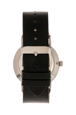 Leren Quartz Horloge The 5100 Zwart en Zilverkleurig