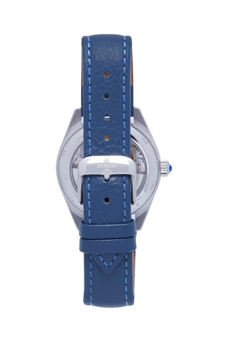 Automatisch Leren Horloge met Parelmoer en Edelstenen - Marineblauw en Zilverkleurig