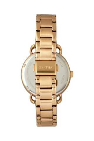 Stalen Quartz Horloge Goudkleurig en Groen - Bertha