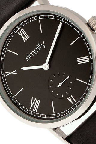 Leren Quartz Horloge The 5100 Simplify   Zwart en Zilverkleurig