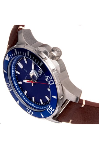 Leren Quartz Horloge Diver Pro 200 - Bruin en Blauw - Nautis