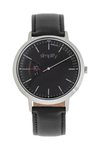 Leren Quartz Horloge The 6500 - Zwart en Zilverkleurig