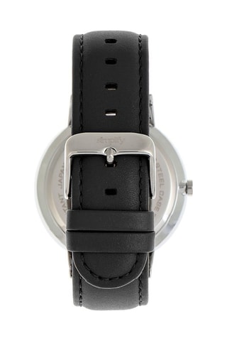 Leren Quartz Horloge The 6500 - Zwart en Zilverkleurig