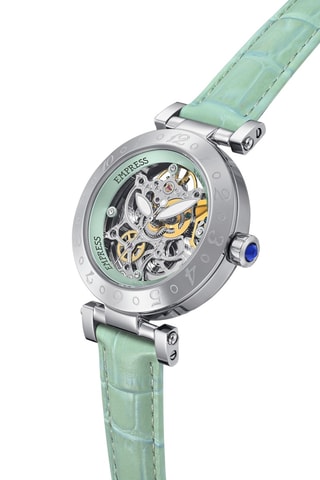 Leren Quartz Horloge Théodora - Zilverkleurig en Lichtgroen