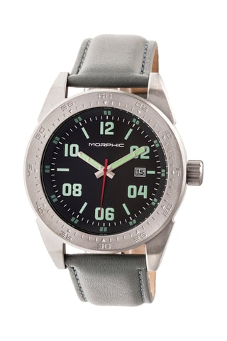 Leren Quartz Horloge M63 - Grijs