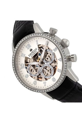 Automatisch Horloge van leer Beatrice Zwart en Zilverkleurig