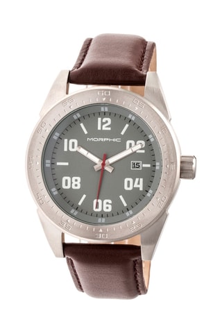 Leren Quartz Horloge M63 - Bruin