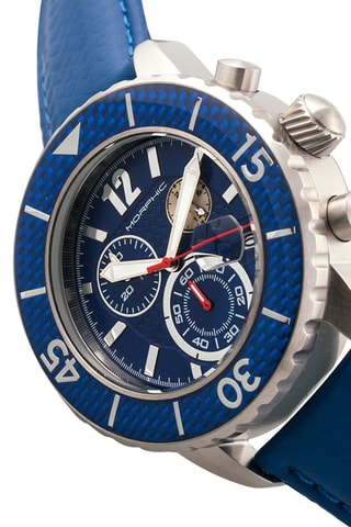 Leren Quartz Horloge M51 Series Kobaltblauw en Zilverkleurig