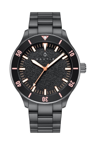 Stalen Quartz Horloge Deacon Zwart - Nautis