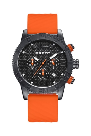 Silicone Quartz Horloge Double Argent - Chronograaf - Oranje en Zwart