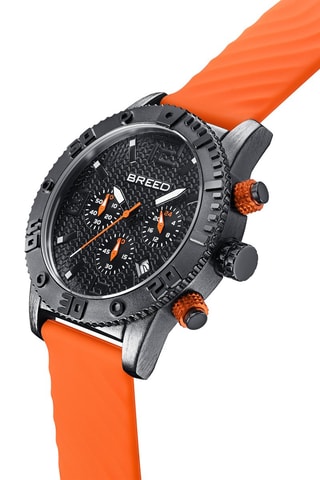 Silicone Quartz Horloge Double Argent - Chronograaf - Oranje en Zwart