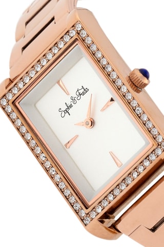 Stalen Quartz Horloge Roségoudkleurig en Wit