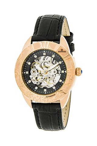 Automatisch Leren Horloge Godiva Empress Zwart en Goudkleurig