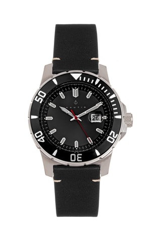 Leren Quartz Horloge Zwart en Zilverkleurig