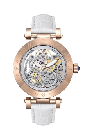 Leren Quartz Horloge Théodora - Goudkleurig en Wit