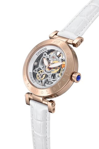 Leren Quartz Horloge Théodora - Goudkleurig en Wit