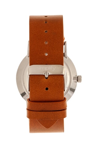 Leren Quartz Horloge The 5100 - Camel en Zilverkleurig