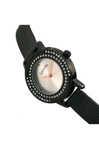 Legering Quartz Horloge met Swarovski Kristallen Cambridge Zwart en Wit