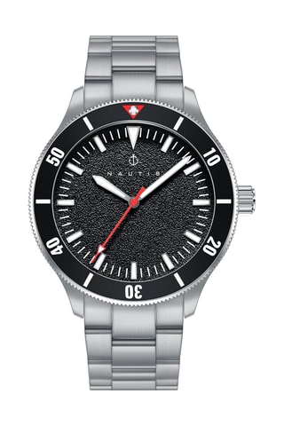 Stalen Quartz Horloge Deacon Zilverkleurig en Zwart - Nautis