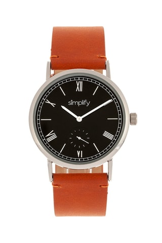 Leren Quartz Horloge The 5100 Camel en Zilverkleurig