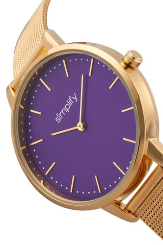 Stalen Quartz Horloge The 5800 Goudkleurig en Paars