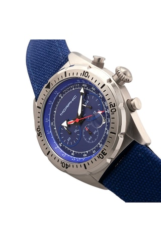 Leren Quartz Horloge M53 Series - Chronograaf en Tachymeter - Marineblauw en Zilverkleurig - Morphic